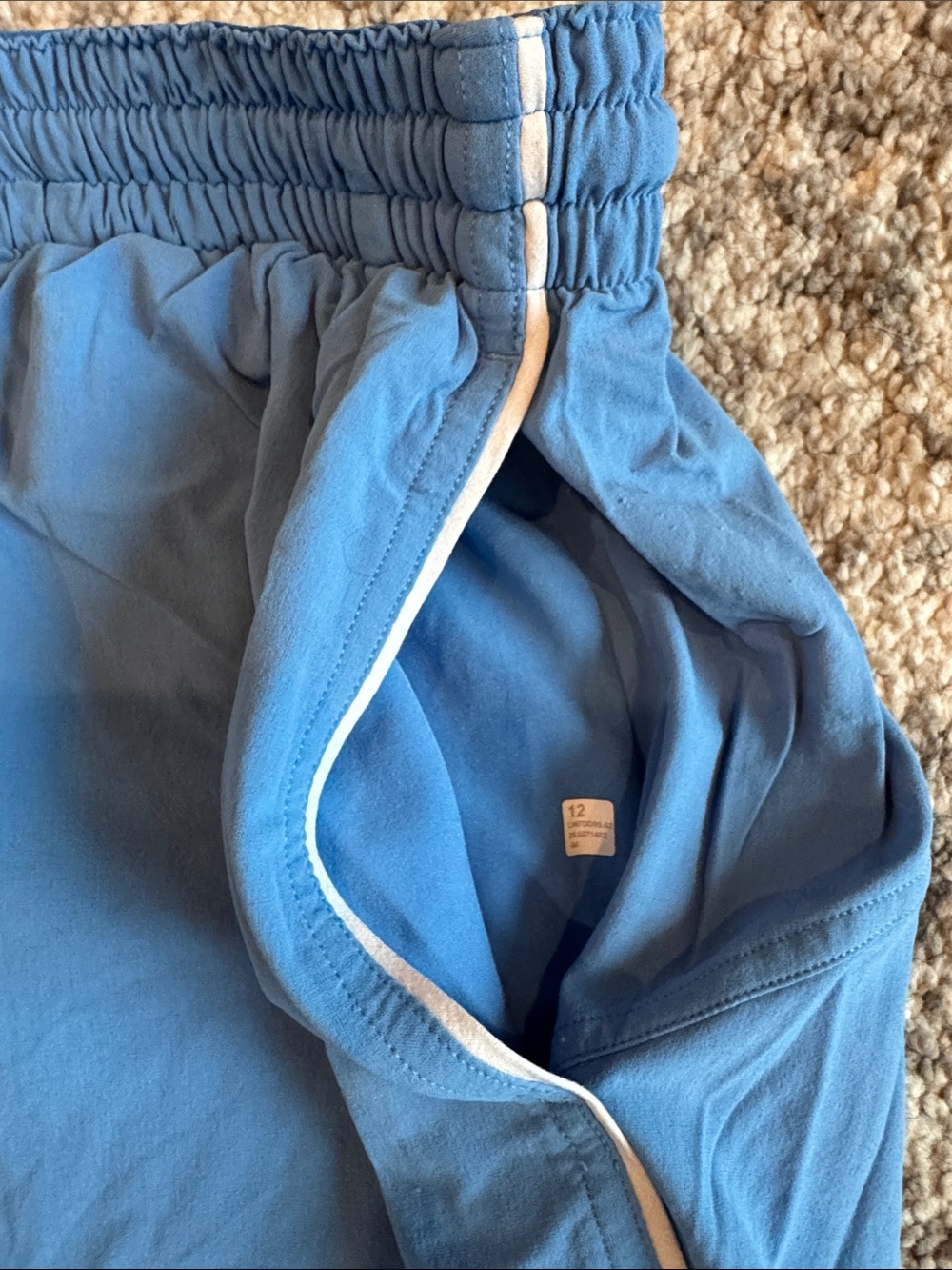 lululemon Pace Rival High-Rise Short 3”, Light Blue with White Piping, Size 12 - Picture 4 of 7